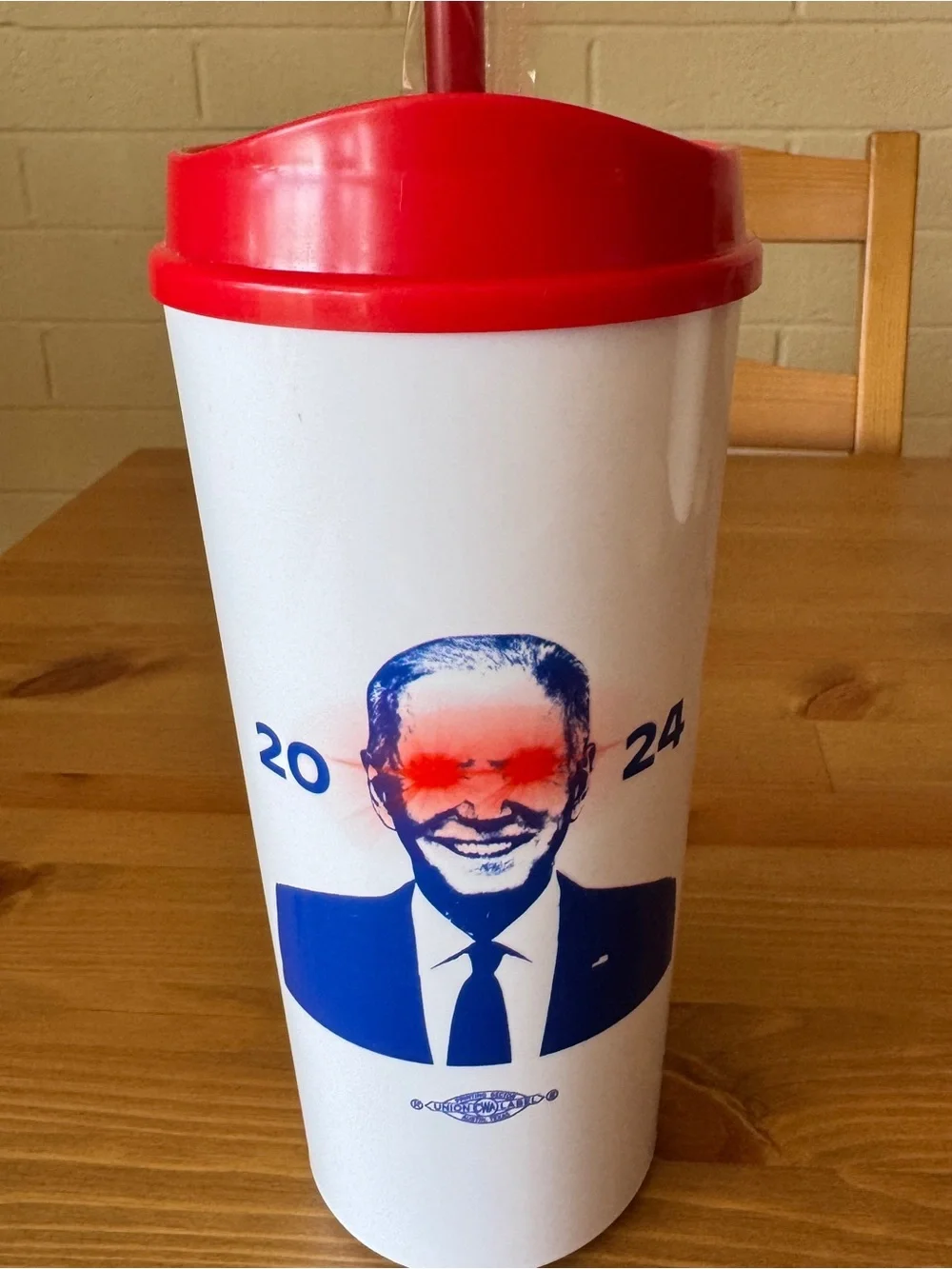 New President Joe Biden 2024 Insulated Plastic Cup Dark Brandon w/ Straw